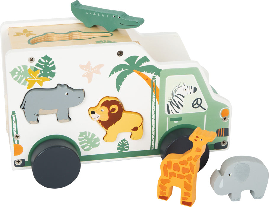 Camión de safari, puzzle de animales de la sabana.