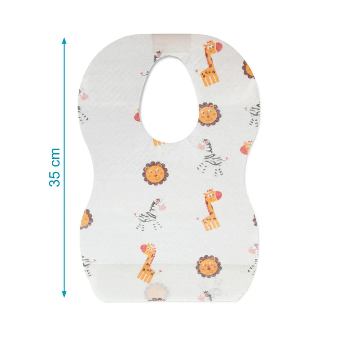 Bavaglino monouso per neonati, 35 cm, con stampa animalier