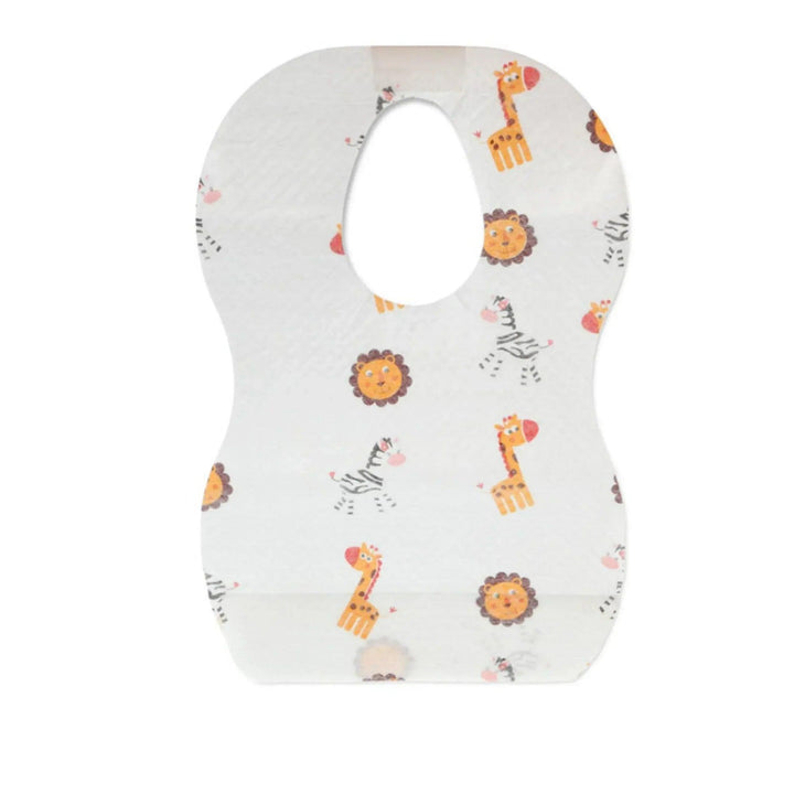 Bavoir jetable pour bébé avec imprimé lion, zèbre et girafe