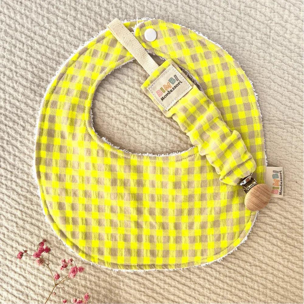babero-vichy-neon - Bimbi Montessori