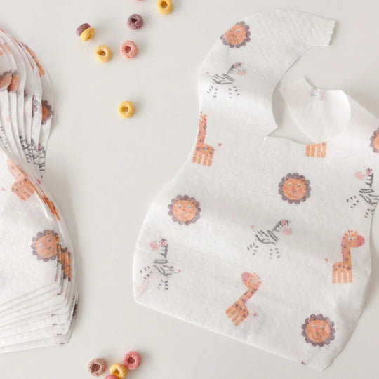Bavoirs jetables pour bébé, à motifs d'animaux, doux et absorbants.