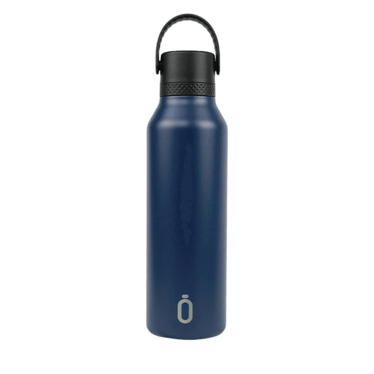 Bouteille isotherme Runbott en acier inoxydable bleu, couvercle noir avec poignée, idéale pour garder les boissons froides ou chaudes, pour le sport et le quotidien