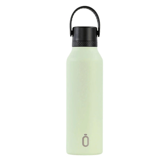 Bouteille isotherme Runbott en acier inoxydable vert melon avec couvercle et poignée noirs – Réutilisable – 600 ml