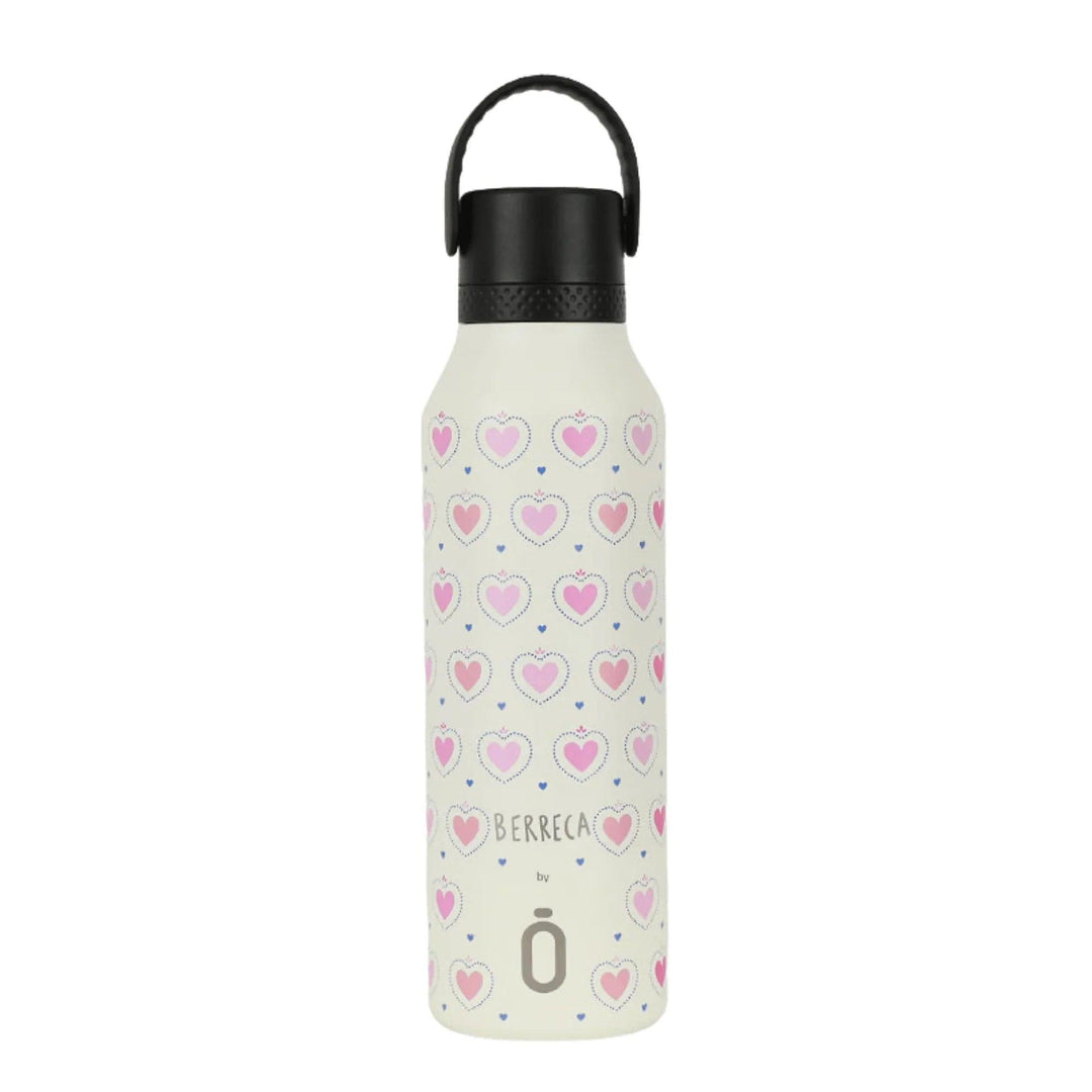 Botella térmica reutilizable con diseño de corazones rosas - acero inoxidable Berreca by Runbott