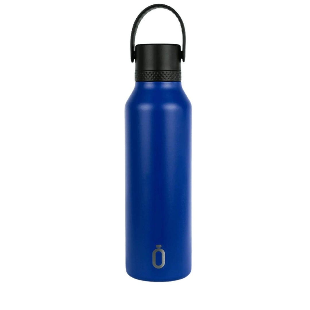 Botella térmica reutilizable Runbott color azul de acero inoxidable con asa – capacidad 600 ml