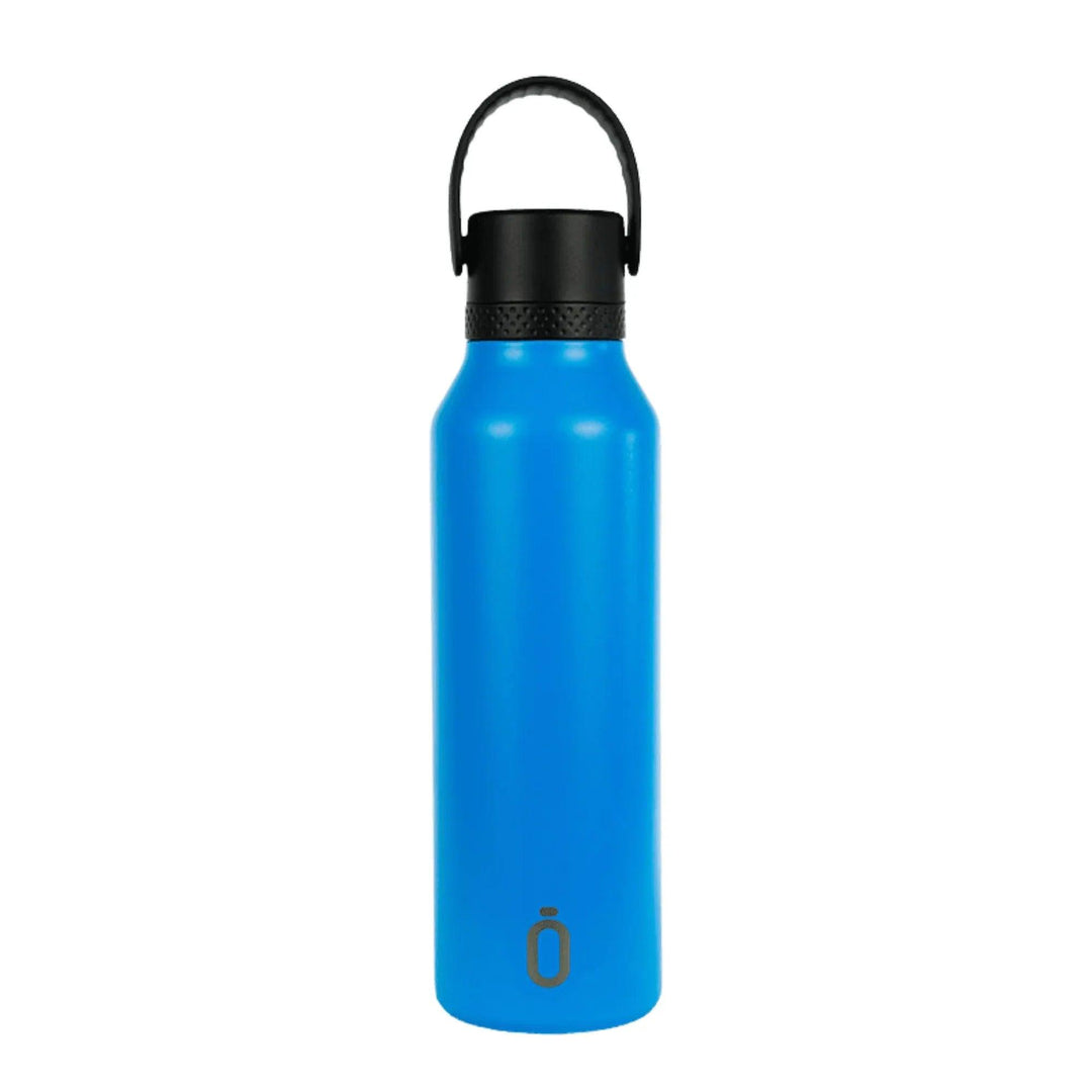 Botella térmica Runbott azul eléctrico con asa negra – acero inoxidable reutilizable de 600 ml para bebidas frías o calientes