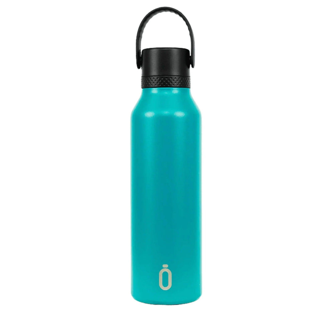Botella térmica Runbott color esmeralda con tapa negra y asa – acero inoxidable reutilizable – 600 ml