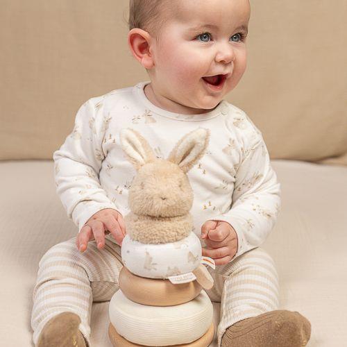 Camiseta de bebé de manga larga en color blanco con estampado de conejitos, diseño suave y cómodo de Little Dutch