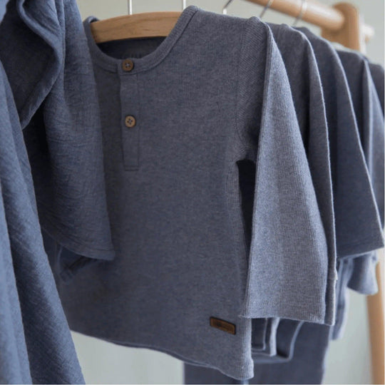 T-shirt manches longues Bleu - détail | Little Dutch