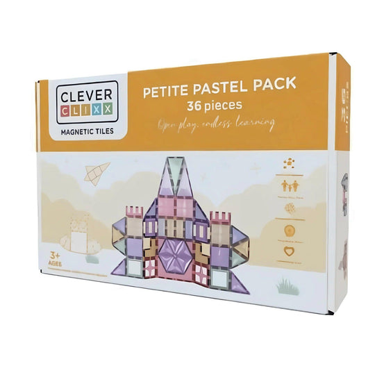 Coffret Clever Clixx Petite Pastel Pack avec 36 pièces magnétiques de couleur pastel pour construire et apprendre