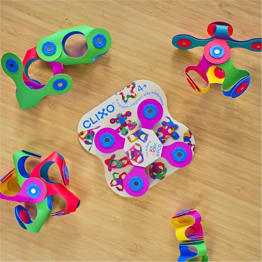 Clixo magnetic toy pieces with original packaging and creative shapes