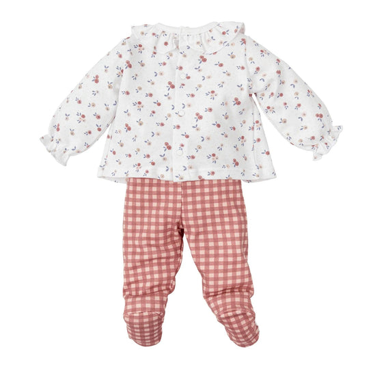 Arándano Cedro footed trousers set - detail | Babidu