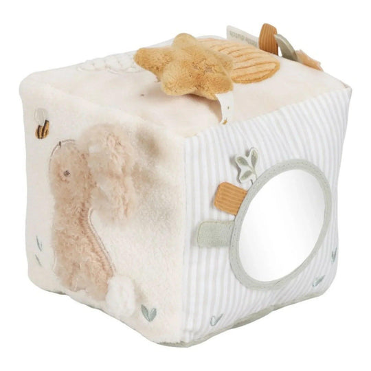 Cubo attività Little Dutch con coniglietto, specchio e stella di peluche per la stimolazione del bambino.