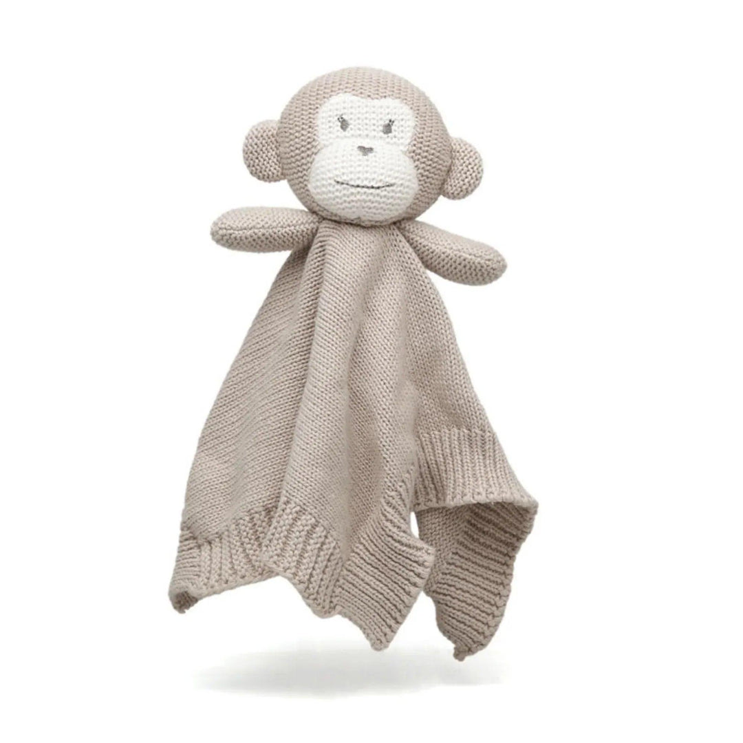 Couverture de sécurité pour bébé avec motif singe tricotée en coton doux.