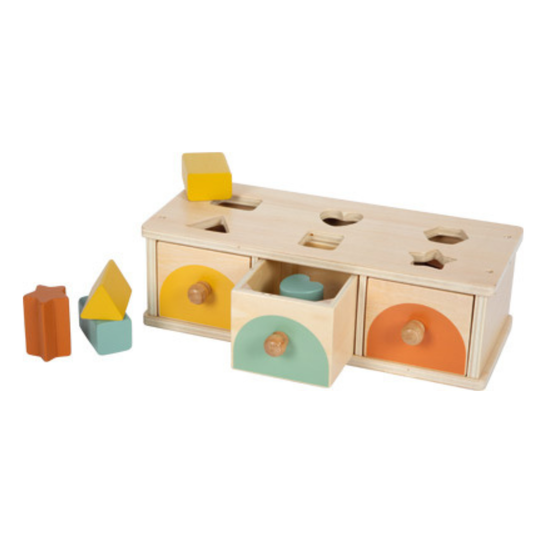 Montessori sorting game with drawers - coloured pieces | Legler