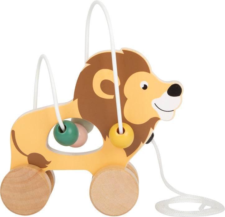Giocattolo educativo da tirare a forma di leone in legno con perline per neonati e bambini piccoli