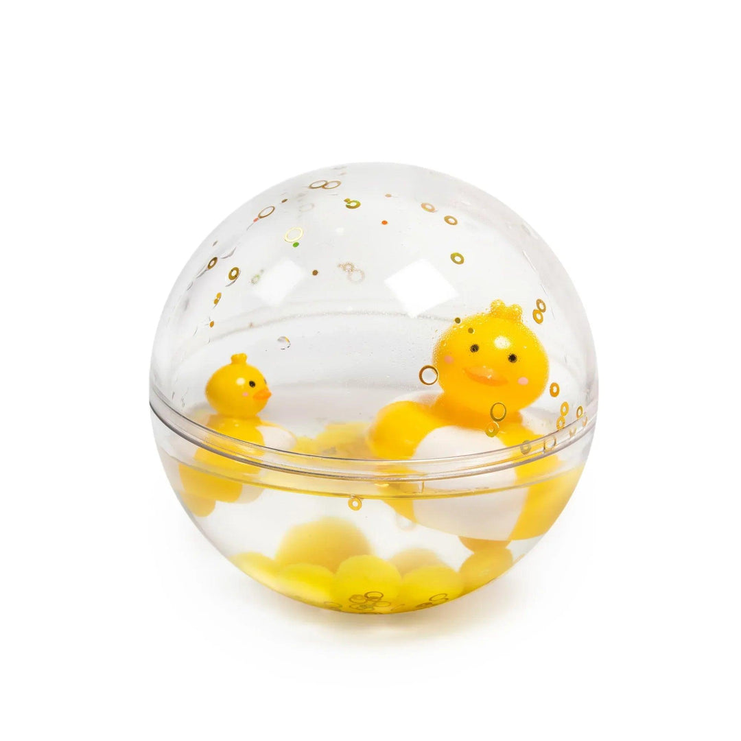 juguete de baño petit boum con burbuja transparente y patitos amarillos para bebés