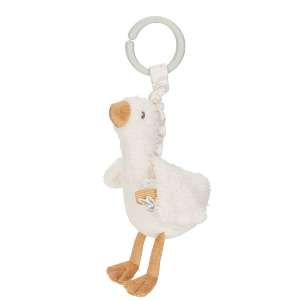 Juguete colgante para bebé Little Dutch con ganso de peluche blanco y anilla para cochecito o cuna