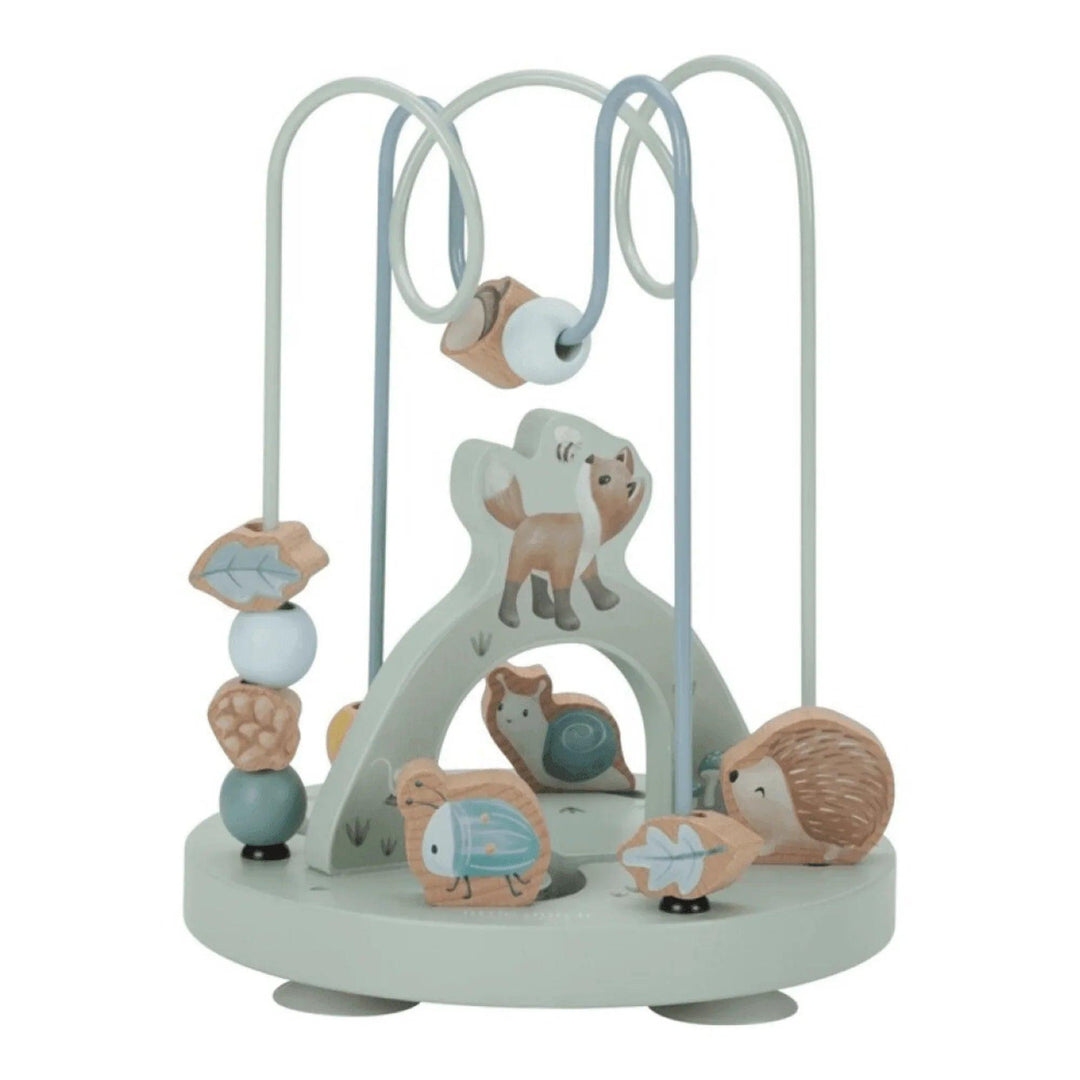 Jouet de motricité Montessori sur le thème de la forêt, avec des figurines d'animaux et un labyrinthe de perles