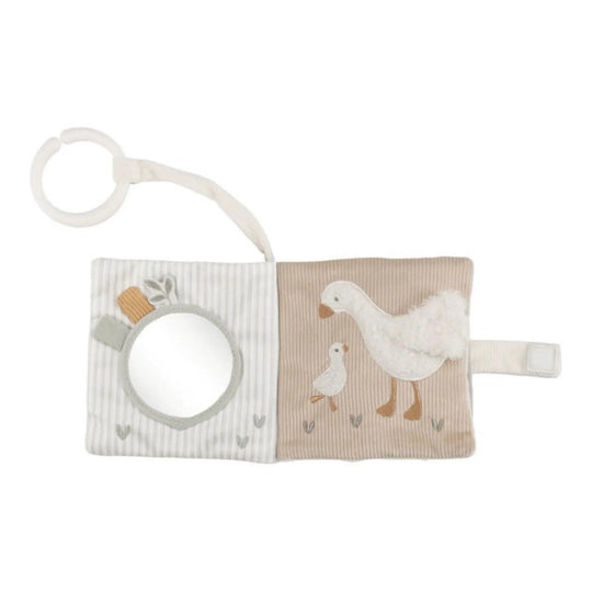 Libro di attività per bambini in tessuto Little Dutch con specchio e motivo a forma di oca nei toni del beige