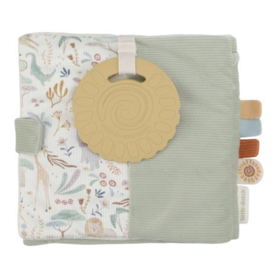 Detail of the Safari Friends activity book for baby