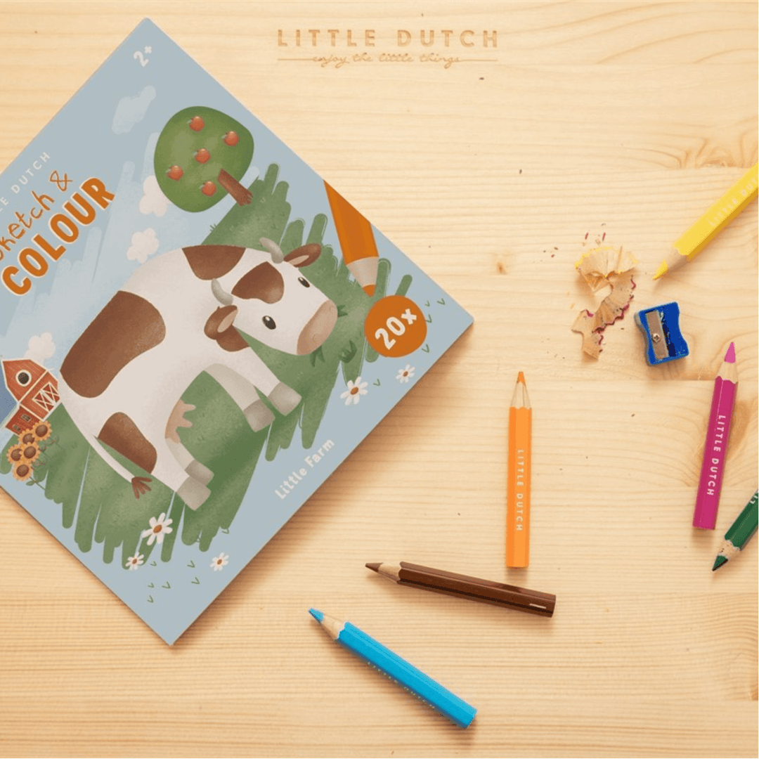 Livre de coloriage pour enfants Little Farm de Little Dutch avec des crayons de couleur