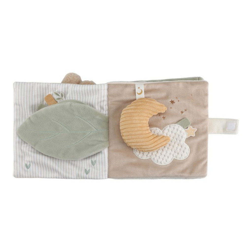 Libro sensorial de actividades Little Dutch con luna, nube y hoja para bebé