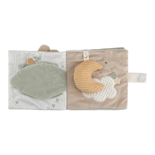 Libro sensorial de actividades Little Dutch con luna, nube y hoja para bebé