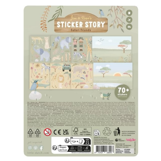 Libro de pegatinas Safari Friends de Little Dutch, imagen 3