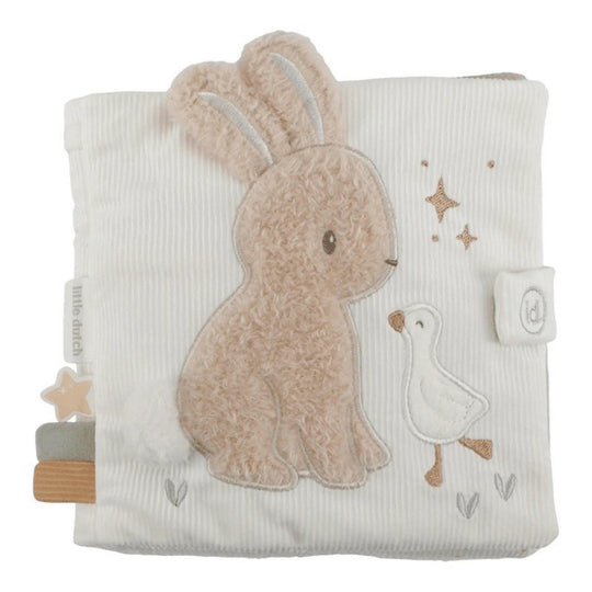 Libro sensorial de tela Little Dutch con conejo y ganso bordados para bebé