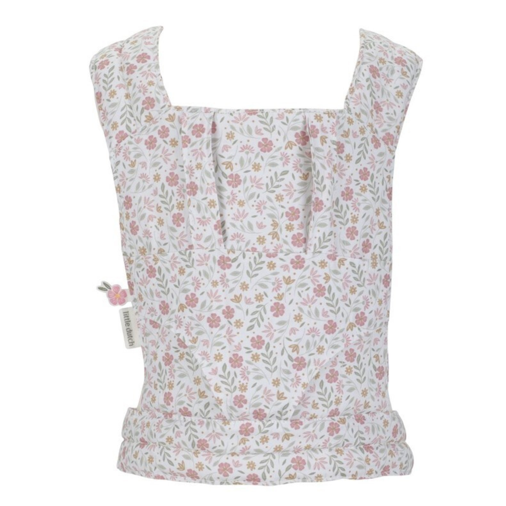 Portabebés Little Dutch con estampado de flores rosas y verdes, diseño cómodo y ajustable para niños