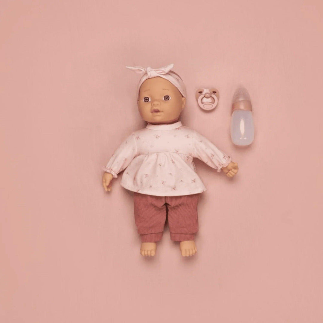 Set de muñeca bebé Little Dutch con conjunto rosa, chupete y biberón, perfecto para horas de juego