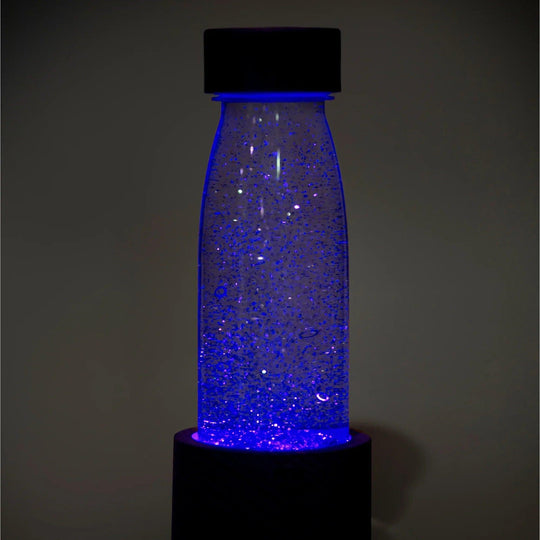Sensory bottle petit boum with blue light and glowing effect for visual stimulation