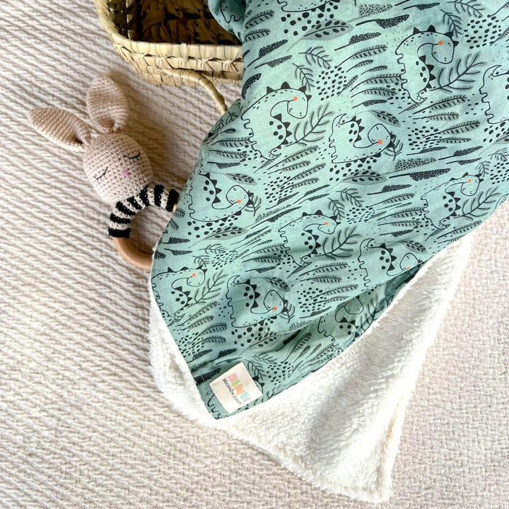 Couverture sherpa Rex à imprimé dinosaures | Bimbi Montessori