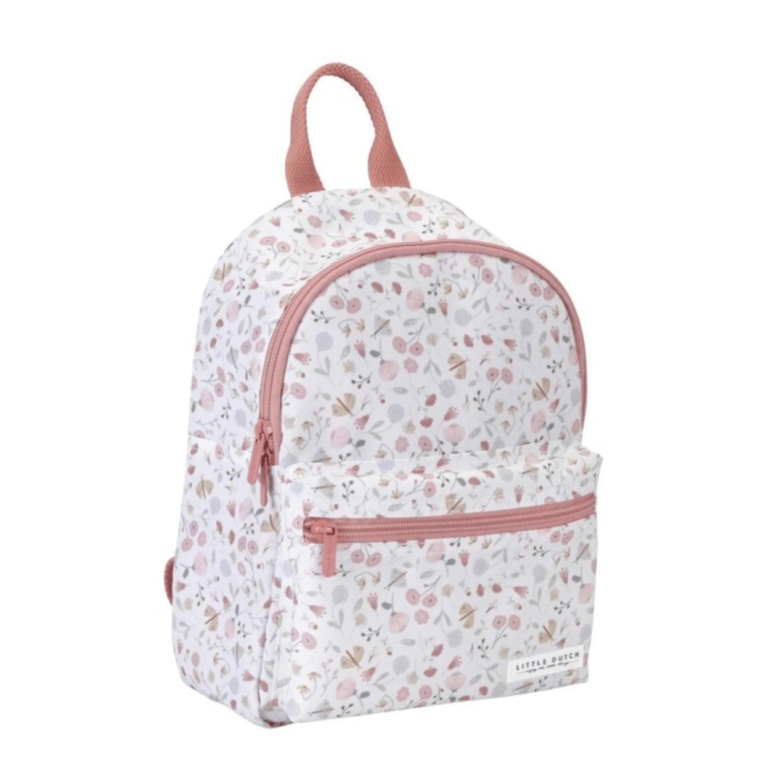 Sac à dos pour petite fille avec fleurs roses et poche avant zippée