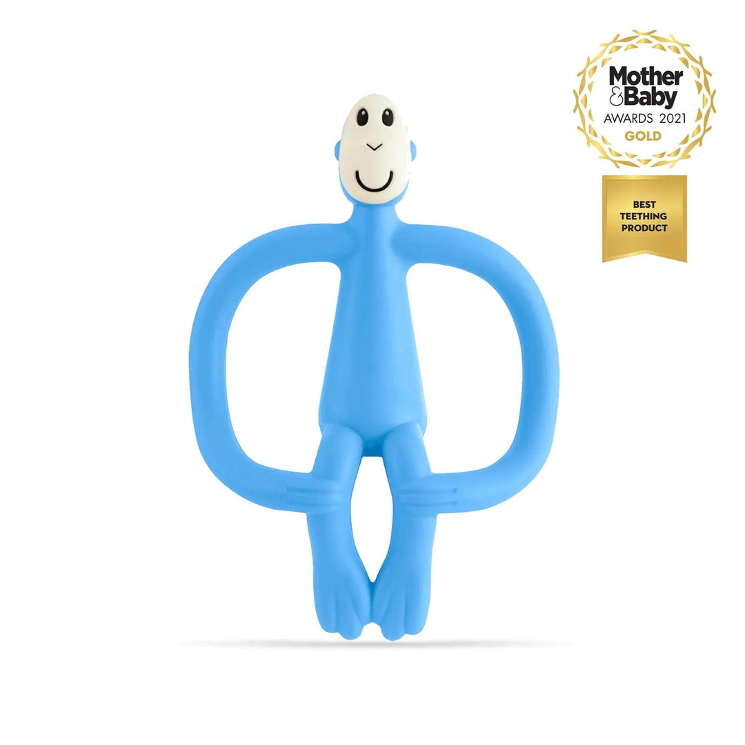 Anneau de dentition en silicone Matchstick Monkey pour bébés, bleu clair, sûr et récompensé comme meilleur produit de dentition