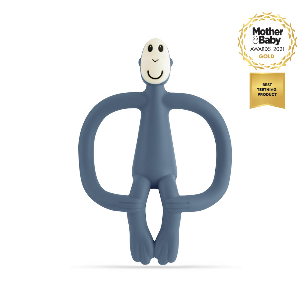 Mordedor de silicona para bebé Matchstick Monkey color azul marino, ganador premio Best Teething Product Mother & Baby