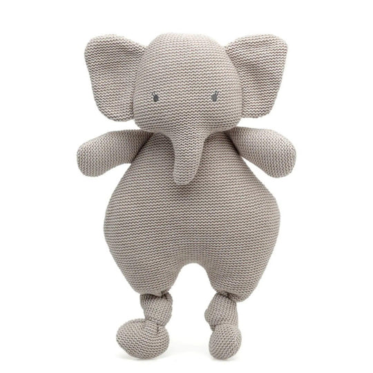Peluche a forma di elefante all'uncinetto con un design morbido e sicuro per i bambini