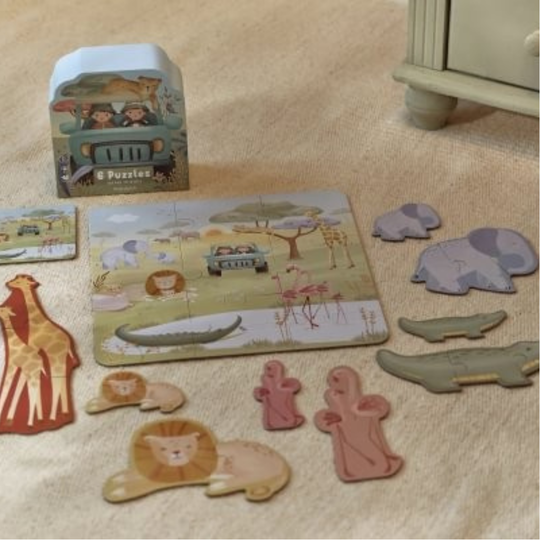 Set de seis puzles Safari Friends de Little Dutch, imagen 3