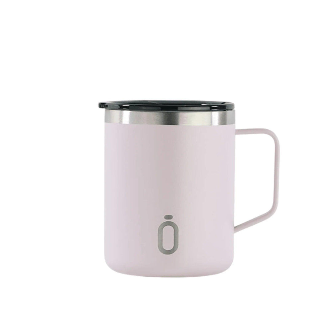 Taza térmica de acero inoxidable en color rosa pastel con tapa hermética – marca Runbott