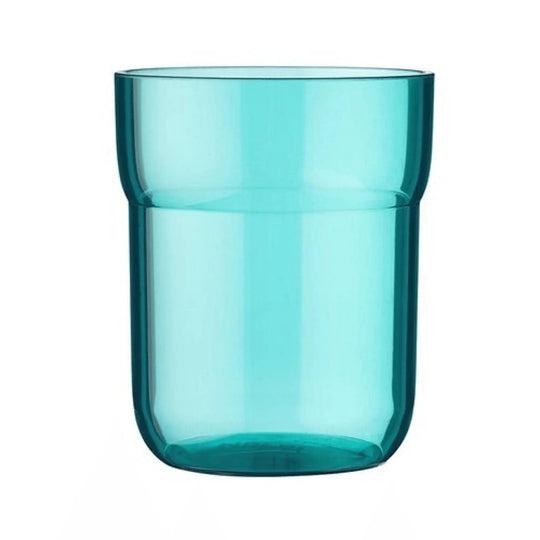 Gobelet en plastique turquoise au design moderne et translucide
