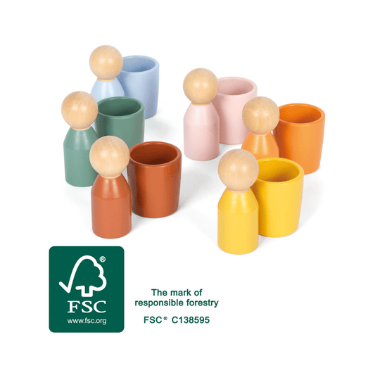 Montessori Sorting Cups with Shapes - colored cups | Bimbi Montessori