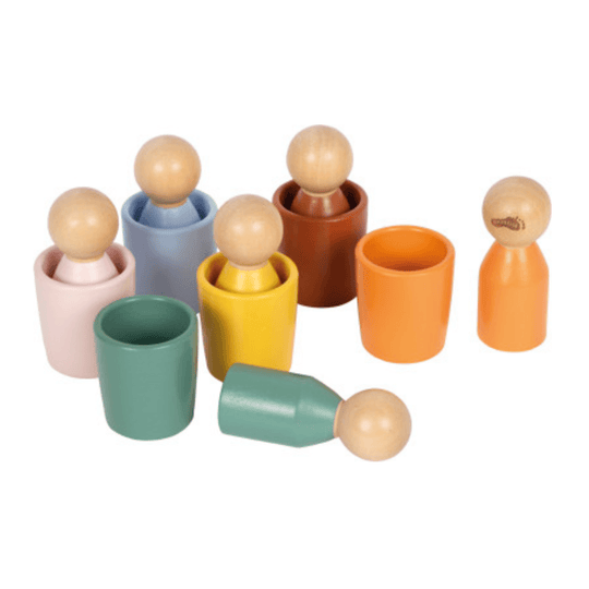 Montessori Sorting Cups with Shapes - wooden shapes | Bimbi Montessori