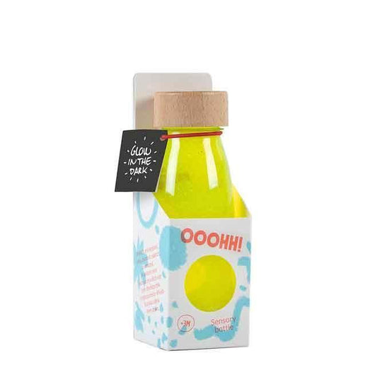 Bottiglia sensoriale giocattolo per bambini. Giallo fluorescente.