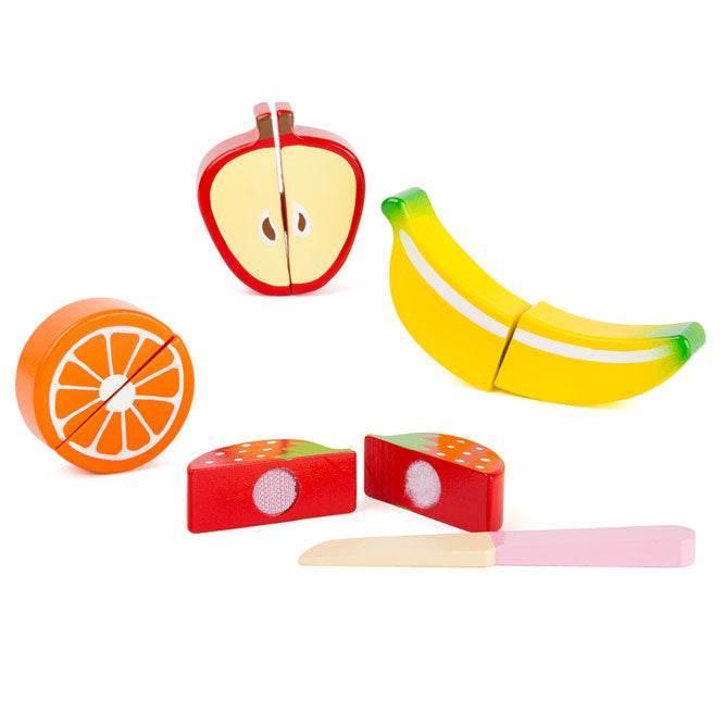 Ensemble de fruits en bois avec velcro et couteau jouet pour enfants, idéal pour les jeux de rôle et l'apprentissage sensoriel