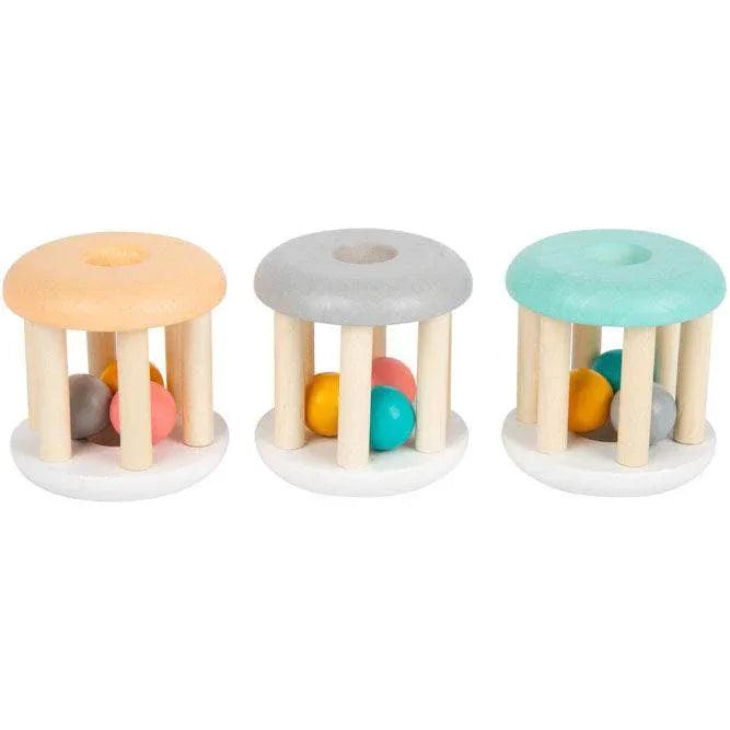 Giocattoli sensoriali in legno per neonati, set di sonagli cilindrici con palline colorate per la stimolazione precoce