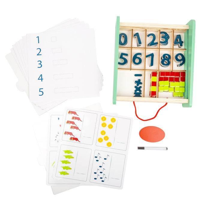Kit di apprendimento della matematica per bambini con carte di conteggio e vassoio portaoggetti in legno, ideale per i più piccoli