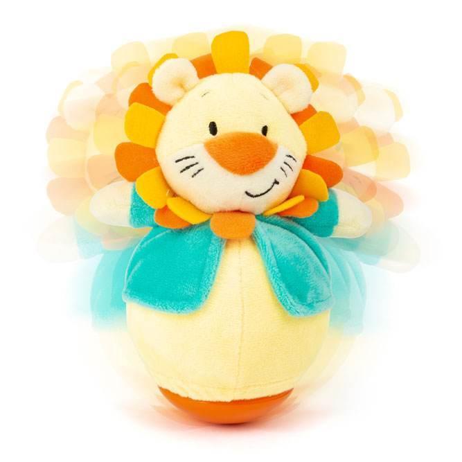 León de peluche con movimiento tambaleante – juguete que se balancea para estimular el juego del bebé