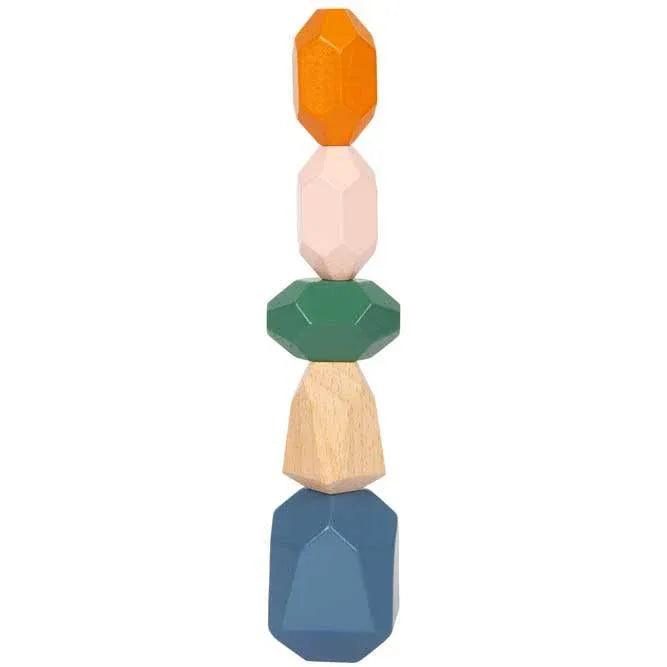 18 blocchi di equilibrio in legno di alta qualità, con diverse dimensioni, angoli, lati irregolari e colori.