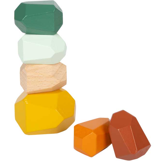 18 bloques de equilibrio de madera de alta calidad con diferentes tamaños, esquinas, lados desiguales y distinto colores. 